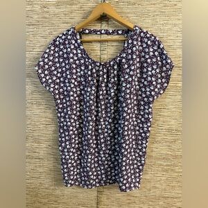 LOFT Floral Printed Top Bar Back Cut Out Purple Soft Size Medium Hi-Low